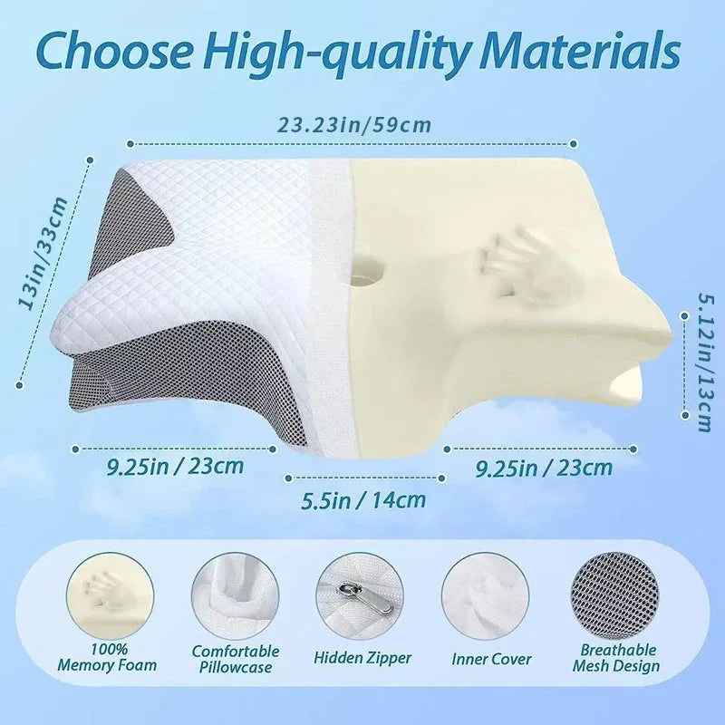 Memory Foam Ergonomic Pillow for Neck Support - High Density Foam Massage Cushion Tidesmit