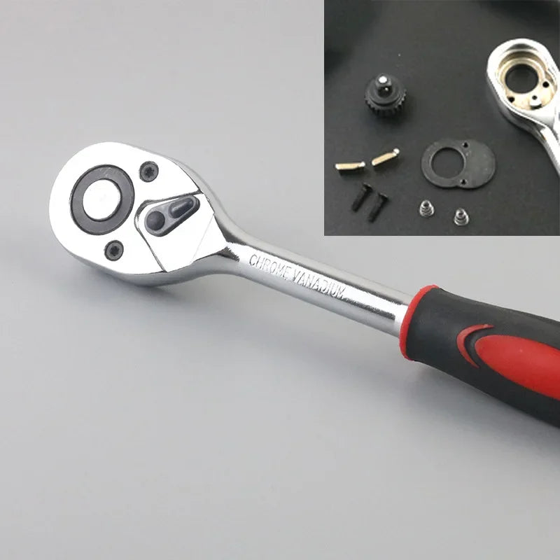 EAFC 46 PCs Automotive Repair Hand Tool Set Mechanic'S Tool Box 1/4"Socket Spanner Ratcheting Screwdriver Ratcheting Screwdriver