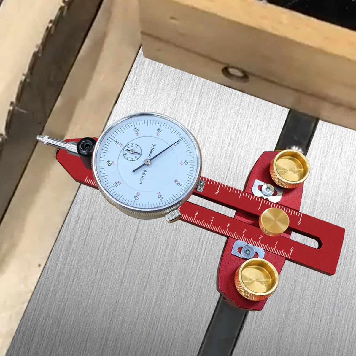 Table Saw Alignment Gauge Jig Guide with Dial Indicator For Aligning Calibrating Work Shop Machinery Like Table Saws Band Saws