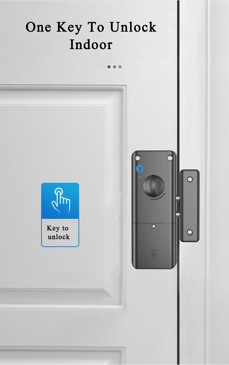 TTLock APP Remote Control Automatic IC Card Motor Lock Invisible No Drill Hole Installation For Wooden Door
