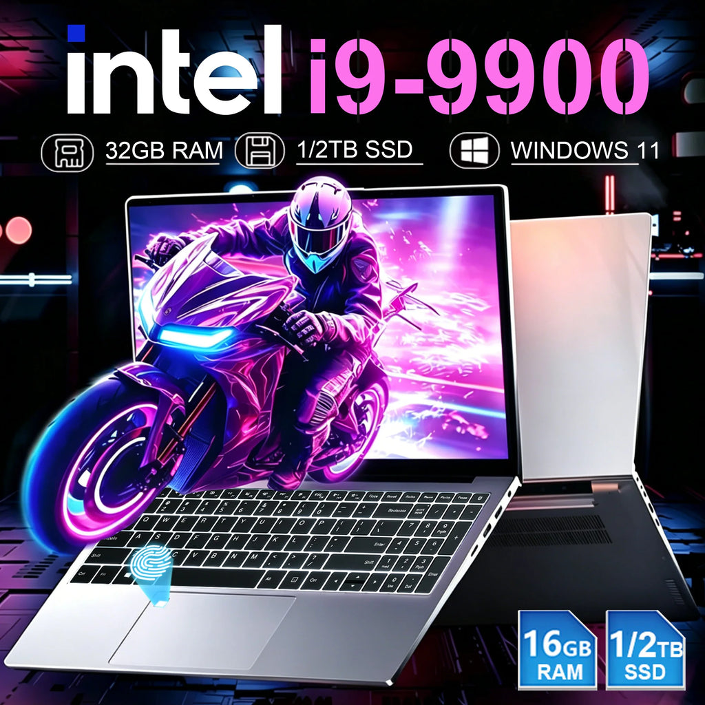 Intel Core i9-9900 Laptop PC Computer Windows 11 16GB RAM 1TB M.2 SSD Notebook Backlight Fingerprint Office Study Gaming Laptops
