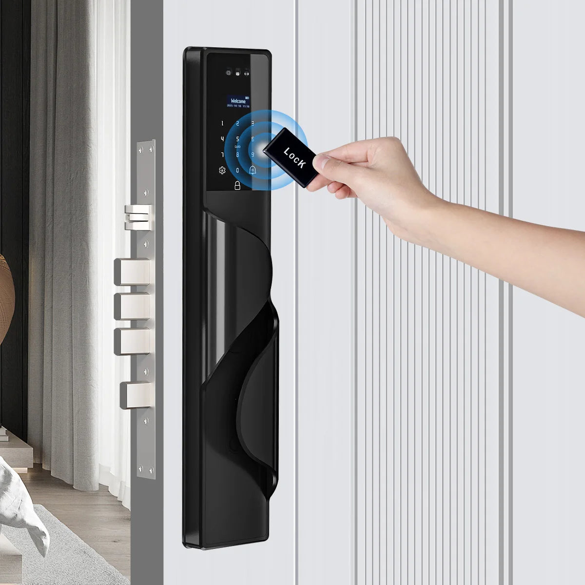 Waterproof Smart Door Lock with Camera Video Monitoring Intercom Palm Vein 3D Face Recognition Tuya Electric Door Lock