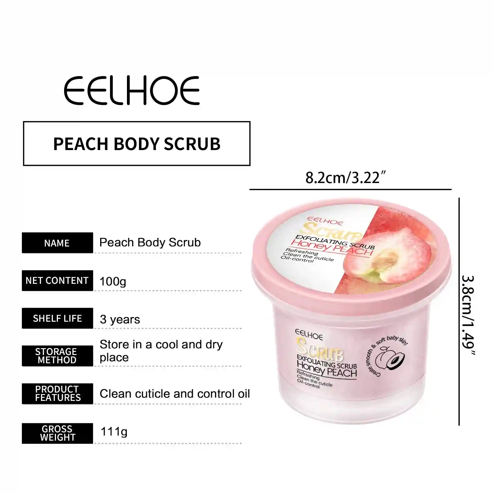 Peach Exfoliating Body Scrub – Natural Gel Polish 100g Scrubs Treatments Tidesmit