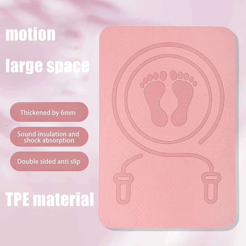 6MM Skipping Rope Mat Anti-noise Jump Rope Mat Floor Mats Exercise Shock Absorption Yoga Mat TPE Skipping Mat Fitness Pad B.H