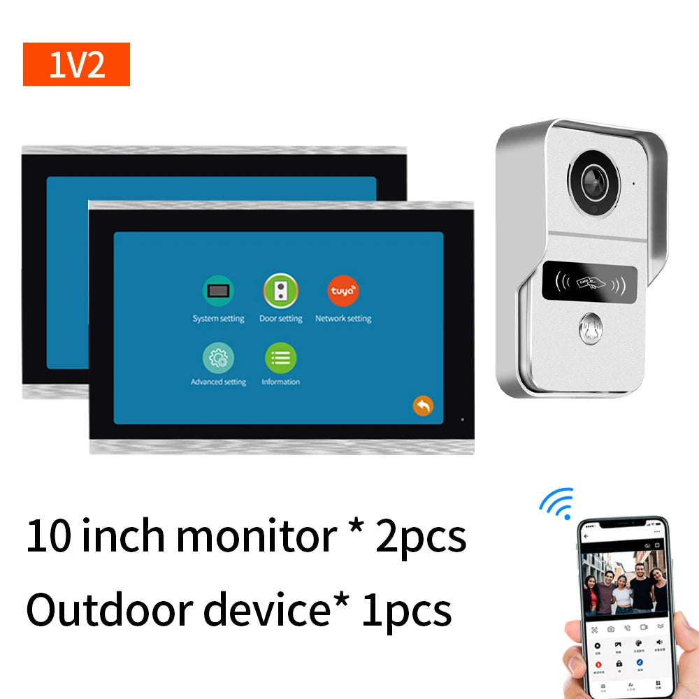 Support Tuya app WiFi visual intercom doorbell system 7/10 inch touch screen indoor monitoring intelligent villa home security