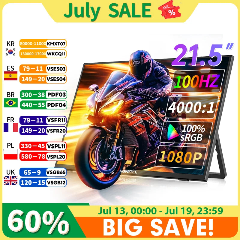 HGFRTEE 21.5 Inch 100HZ VA Panel - Gaming Monitor 4000:1 1080P Resolution 3ms Response Time And 178 Degree Wide Viewing Angle