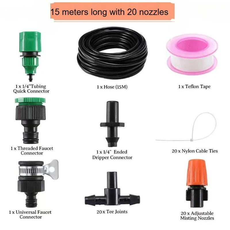 Adjustable Water Atomization Kit – A Cooling Marvel for Farms, Summer Outdoor Low-Pressure Garden Sprinkler, and Automatic Plant