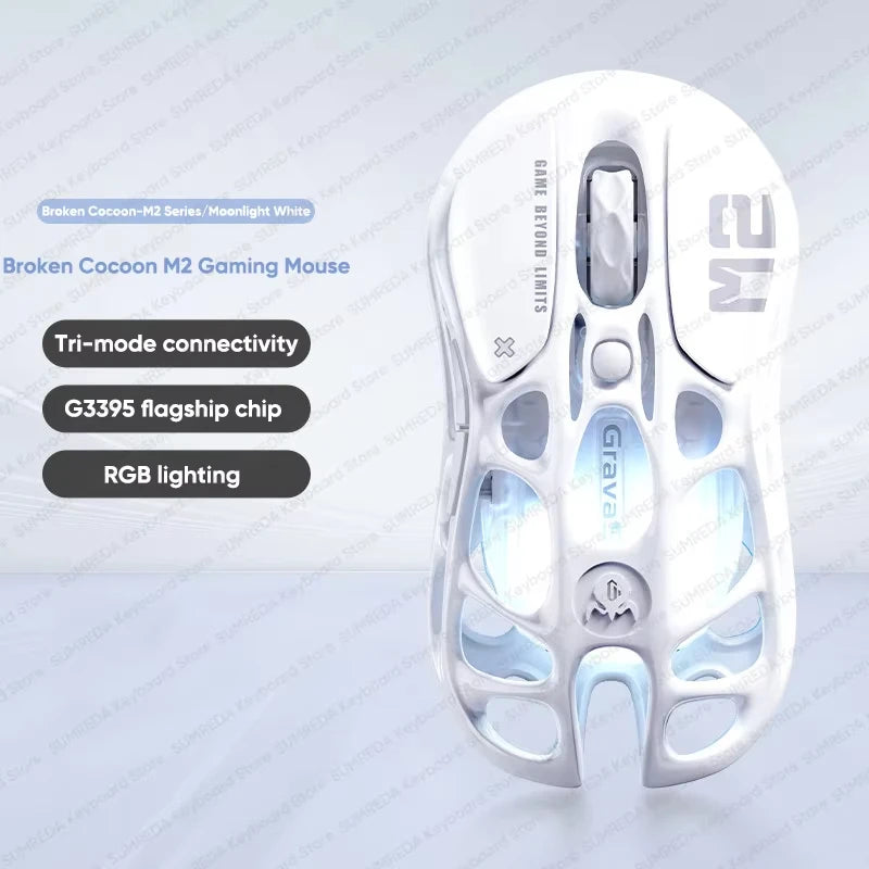 GravaStar Mercury M2 M1 Wireless Gaming Mouse Alloy 26000 DPI PAW3395DM Sensor Lightweight Hollowed Out Design RGB E-sports Mice