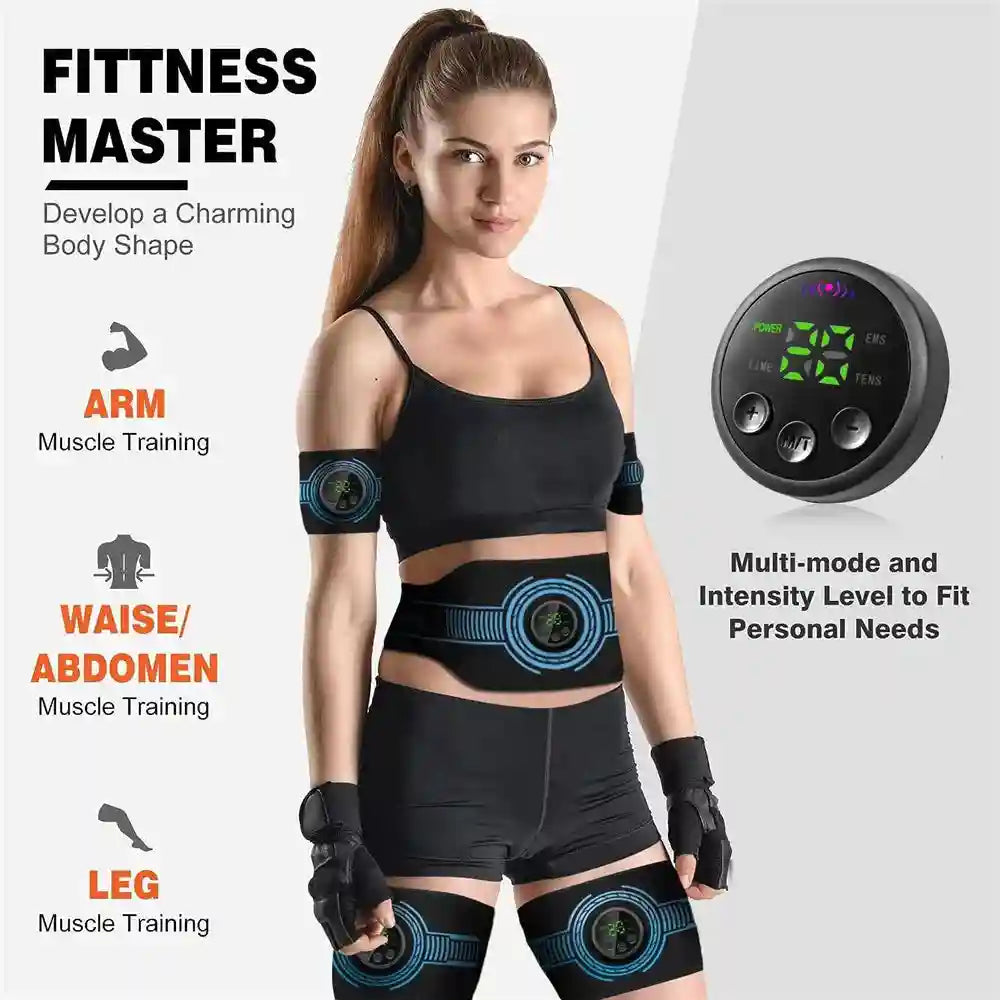 EMS Muscle Stimulator Belt | Rechargeable Electric Abdominal Trainer Massage Roller Tidesmit