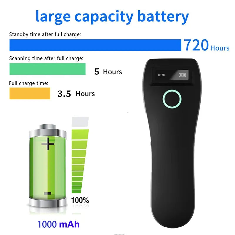 Mini Handheld Portable Barcode Scanner 2.4G Wireless/Bluetooth/USB 1D 2D QR Code Data Matrix PDF417 Reader With Storage Function