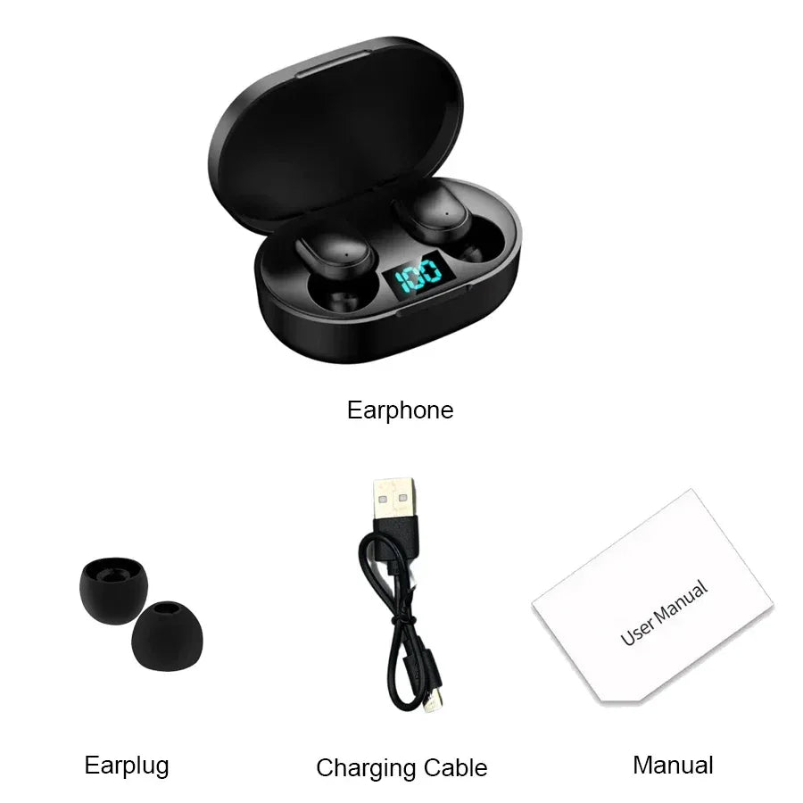 E6S TWS Bluetooth Earphones Wireless Bluetooth Headset Noise Cancelling Headsets With Microphone Headphones For Xiaomi iphone B Tidesmit
