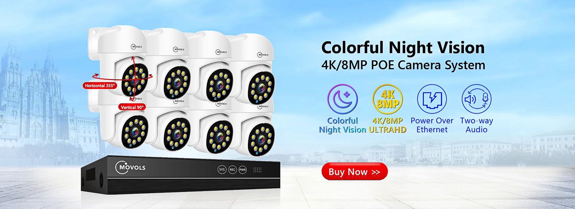 Movols H.265 3MP 5MP Wireless CCTV System Two Way Audio Waterproof PTZ WIFI IP Security Camera 10CH NVR Video Surveillance Kit