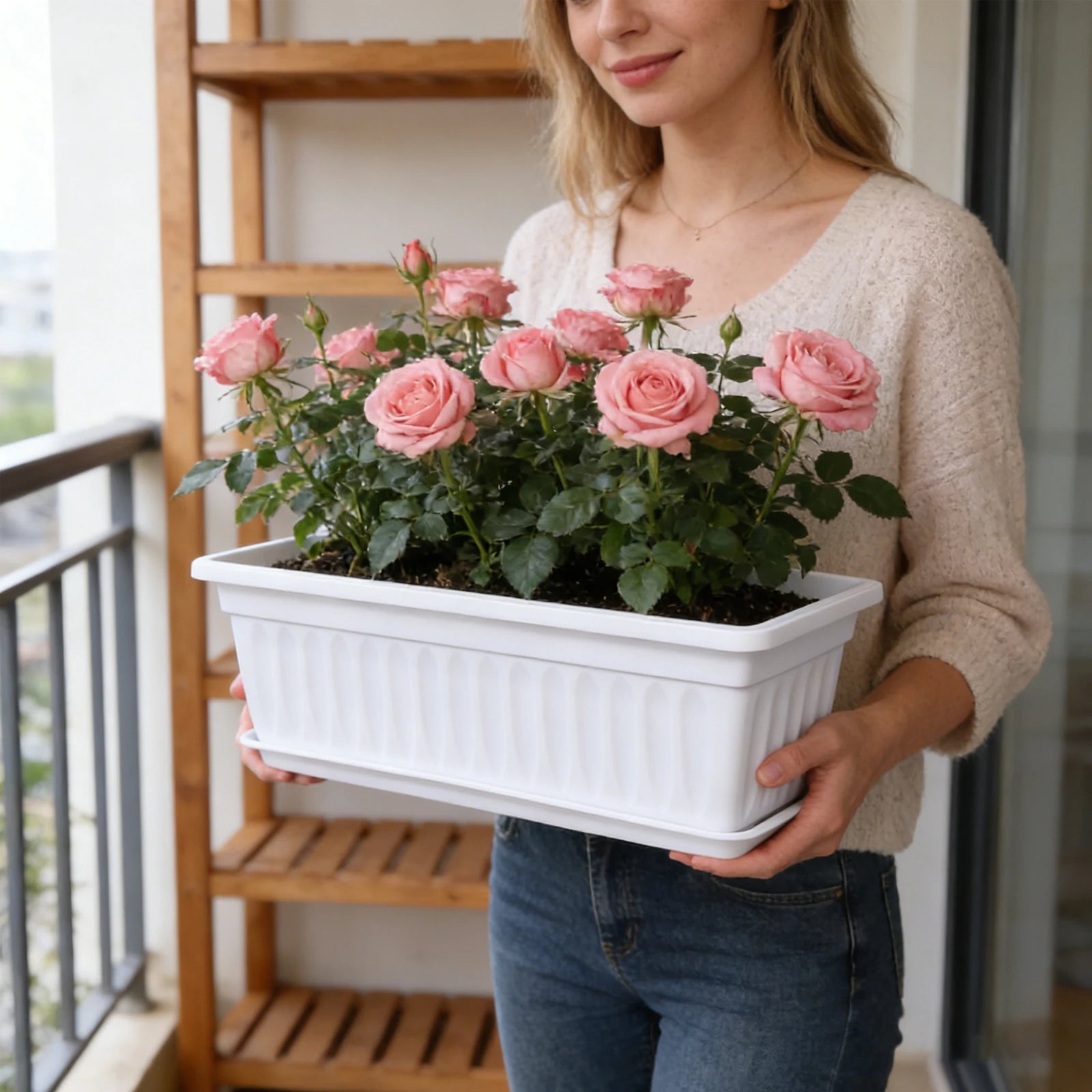 Plastic Vegetable Planters Rectangular Flowerpots For Balcony Indoor Gardening Breathable Plants Pots Garden Tools