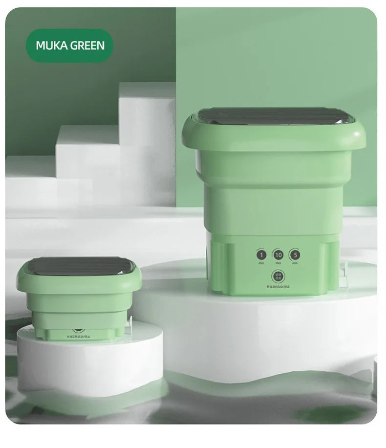 Tidesmit 2025 portable folding clothes washing bucket with dryer, side view showing compact storage and laundry design