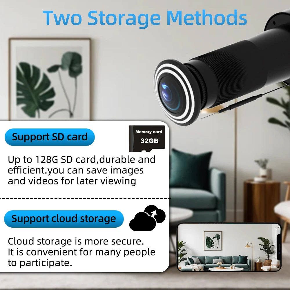 TUYA HD Door Peephole Viewer 2.4G/5G WiFi Security Camera 170° Wide-angle Human Detection Two-Way Audio Video-eye Cat-eye Cam