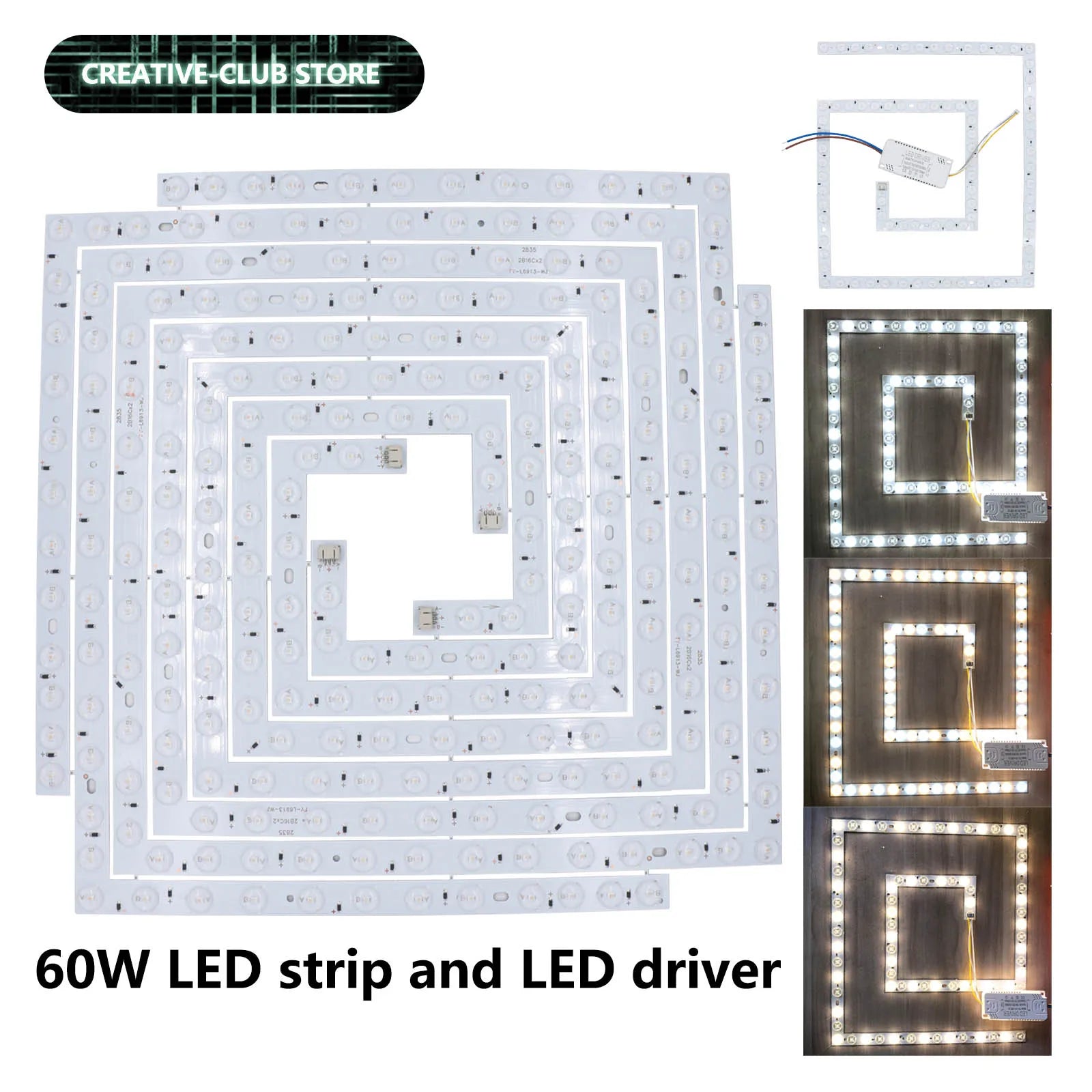 4pcs 60W LED Panel Light SMD 2835 Module Lamp AC 220V Light Source for LED Ceiling Lamp Board Light Indoor Wall Lamp Lighting