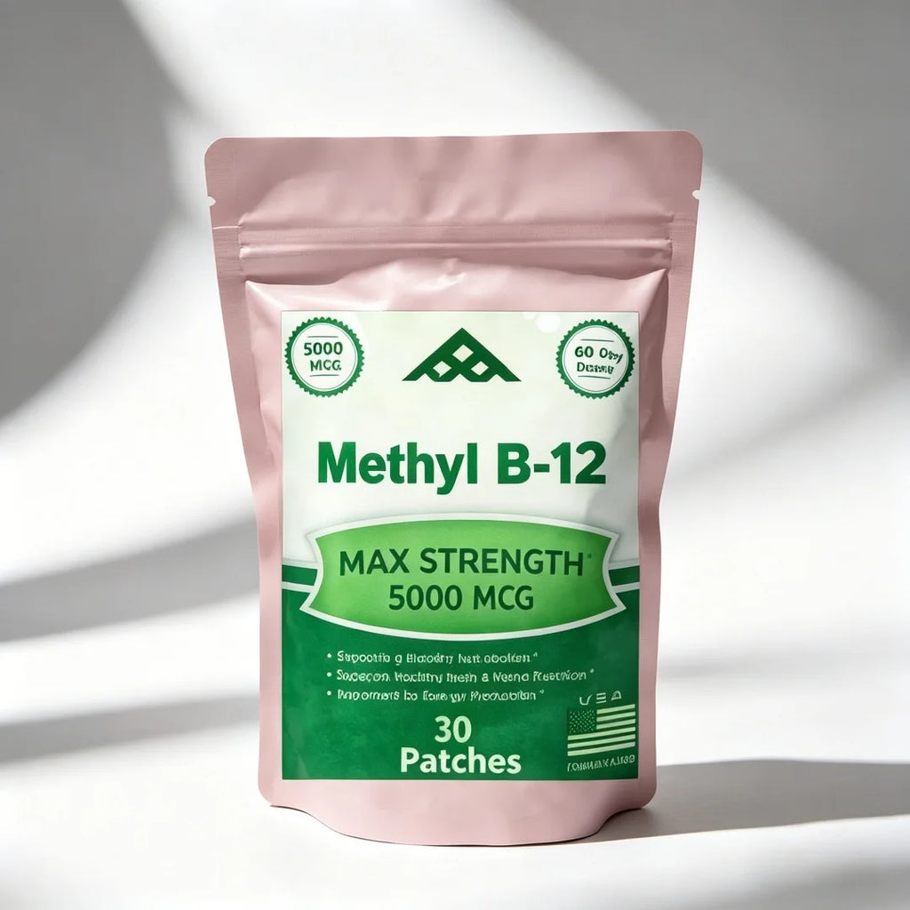 Vitamin B12 5000 MCG Patches - Brain Heart Support, Memory Learning Boost, Natural Energy Enhancer - 30 Patches