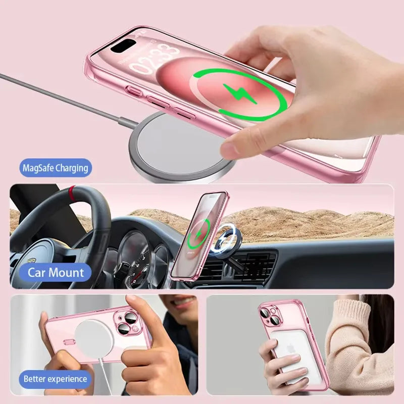 Magnetic iPhone 16 Case with Lens Protection - Slim Shock-Absorbing Cover Tidesmit