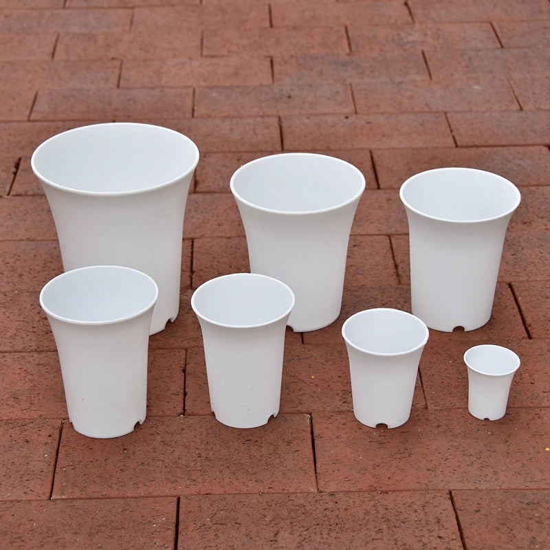 2/5Pcs White Plastic Flowerpots Simple Nursery Seedling Pot Flowers Seed Breeding Planters Container Box Garden Supplies Tool