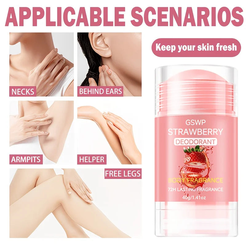 Tidesmit GSWP Strawberry Deodorant stick for odor elimination on neck, underarms, and body, 40g/80g