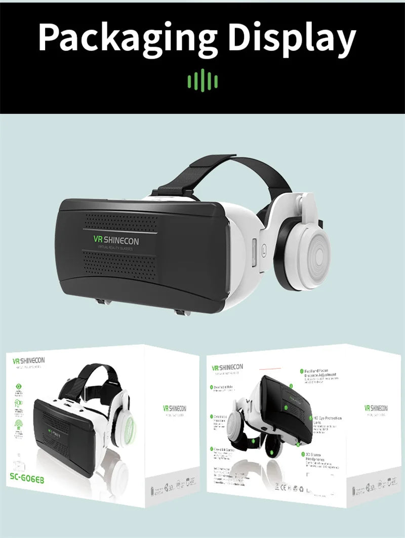 VR Headset for Smartphones - G06EB Immersive 3D Smart Glasses Tidesmit