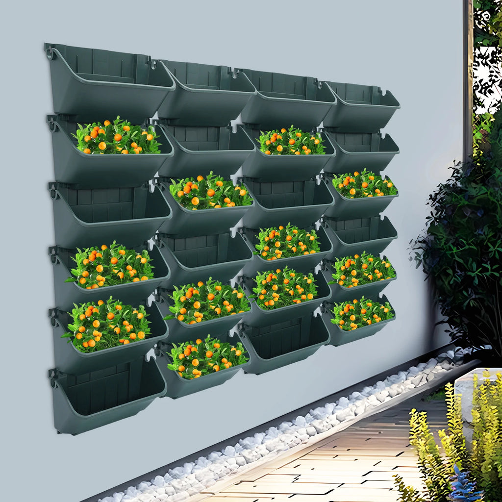 24PCS Vertical Garden Planter 3kg Wall Mounted Planter Wall Hanging Flower Pot Decor for Gardens Terraces Balconies