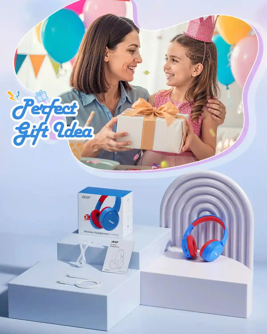 Kids Wireless Headphones, Volume Limited Bluetooth Over-Ear Headset Tidesmit