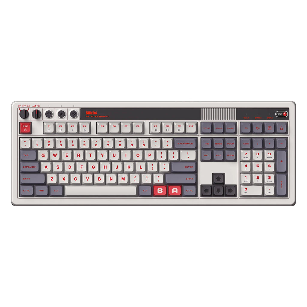 8BitDo Retro 108 Key Mechanical Keyboard，Bluetooth / 2.4G / USB-C Hot Swappable Gaming Keyboard for PC Windows and Android