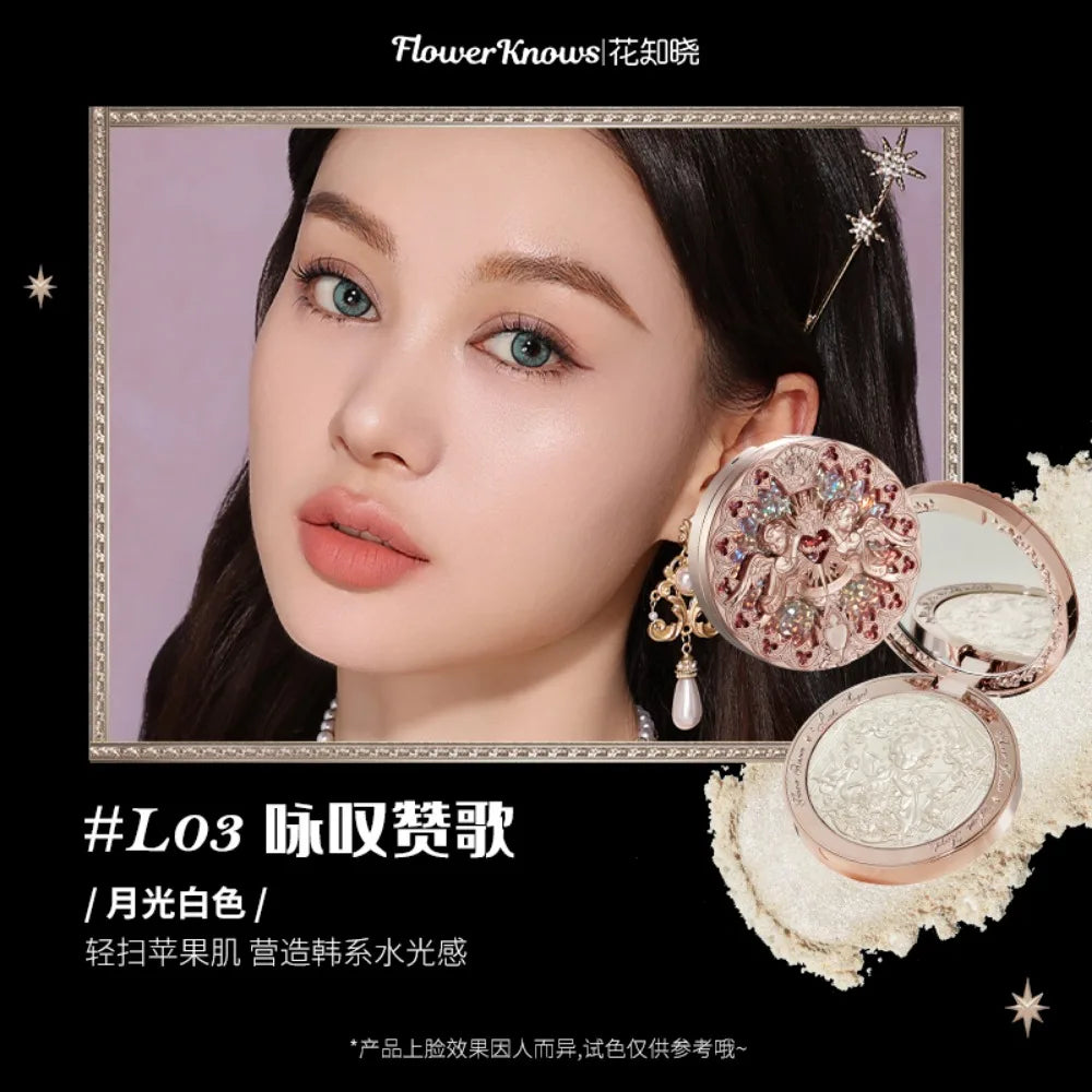 Tidesmit Flower Knows Little Angel relief highlight face powder texture close-up for radiant makeup contouring