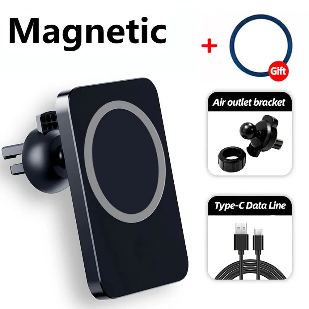 Wireless Car Phone Charger - Magnetic Qi Certified Fast Charging Mount Tidesmit
