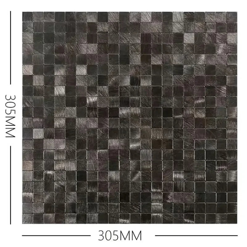 Gray-brown metallic mosaic tile wall sticker sheet, 305mm size marking