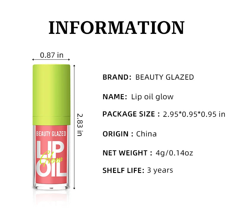 Beauty Glazed moisturizing candy lip gloss with lustrous mirror finish in a compact 4g pearlescent nude lip stain tube.