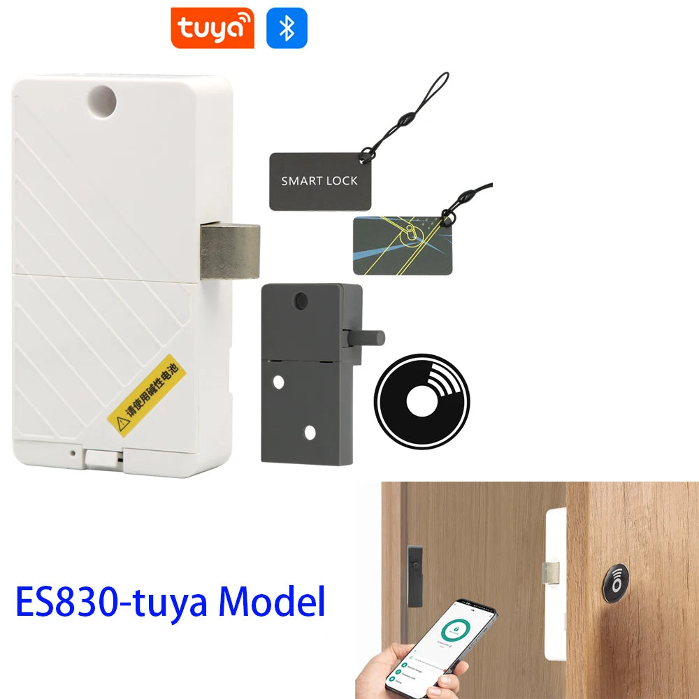 Support Tuya App Bluetooth Cabinet Drawer Invisible Electronic Lock 13.56M RF Card Smart Drawer Lock Keyless