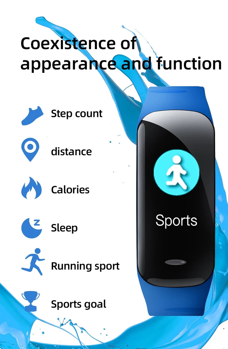 C1 Plus Smart Watch Fitness Tracker Bluetooth Heart Rate Blood Pressure Monitor Step Counting Sports Bracelet for Men Women 2026