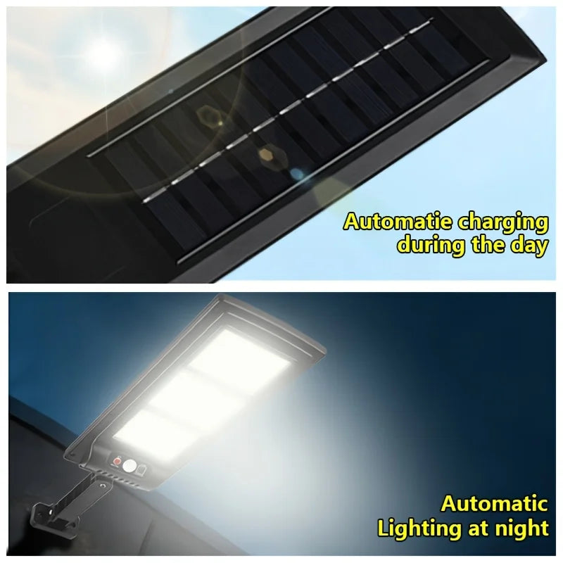 6000K Brightness Solar LED Street Light with 666 Lamp Beads, Built-In Infrared Sensor for Automatic Lighting. Solar-Powered with Zero Electricity Cost, Ideal for Garage And Street Lighting