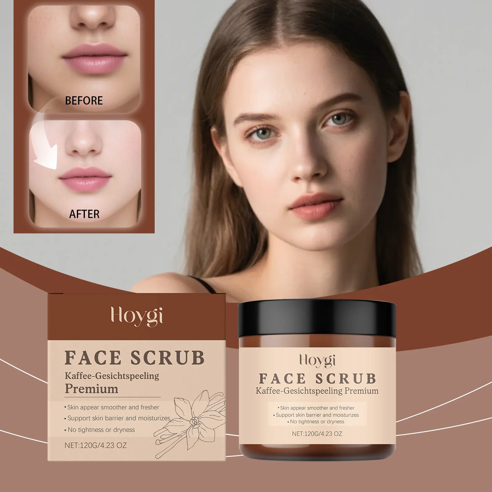 Vanilla Coffee Facial Scrub - Deep Cleansing Exfoliator (120g) Scrubs Treatments Tidesmit