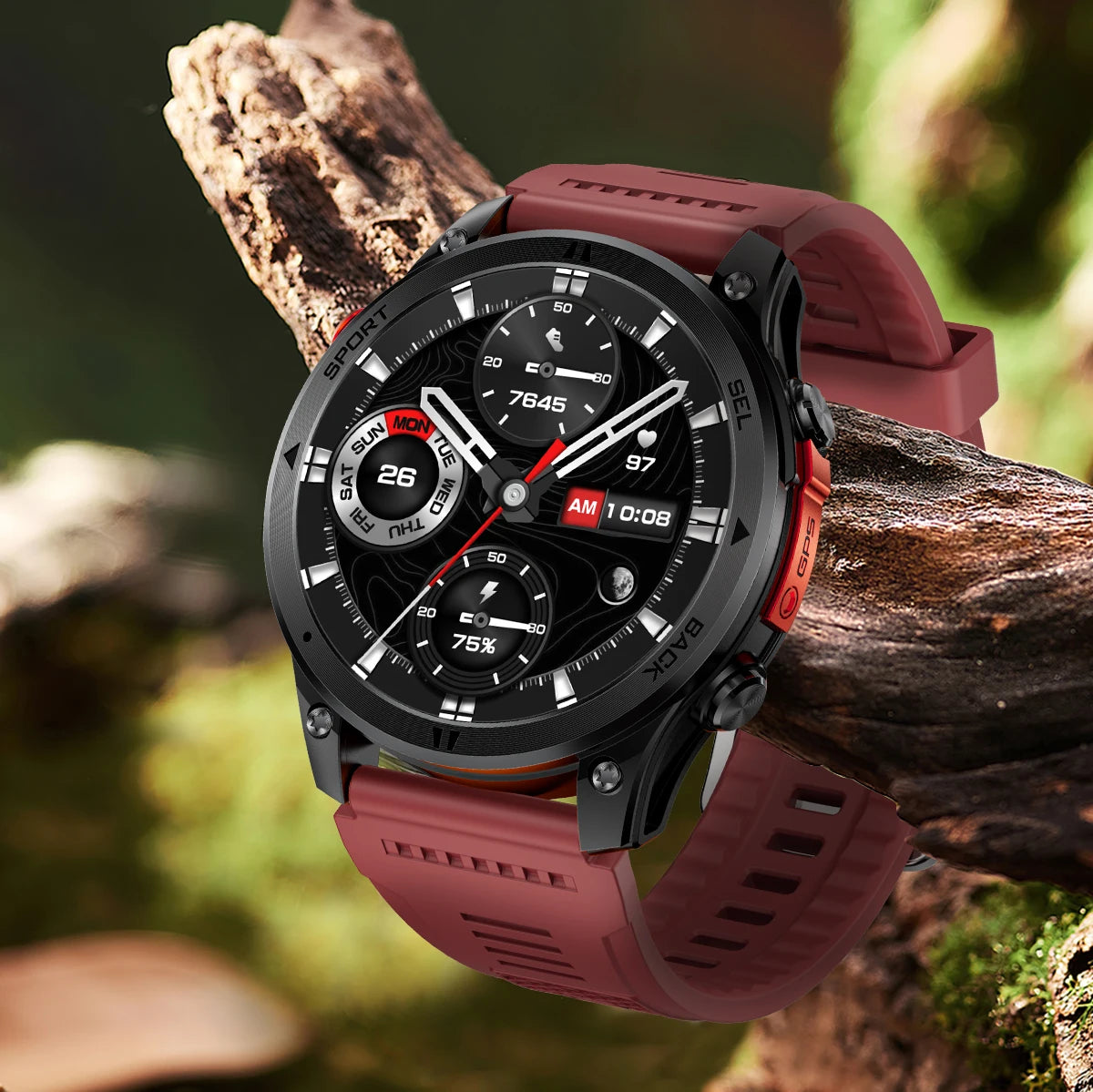 LIGE 2026 New GPS Path Smart Watch 530mAh Battery IP68 Waterproof Sports Run Tracker BT Call Outdoor Compass Military Smartwatch