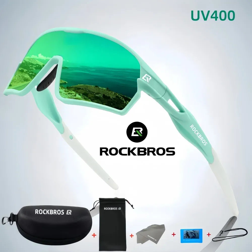 Mint green sports sunglasses with photochromic lens, UV400