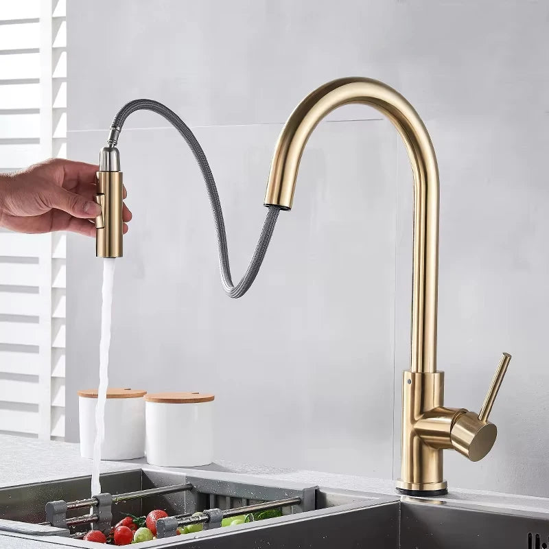 Pull Out Touch Sensor Kitchen Faucet 360 Rotation Kitchen Faucet Sensor Tap Faucet Single Handle Mixer Tap