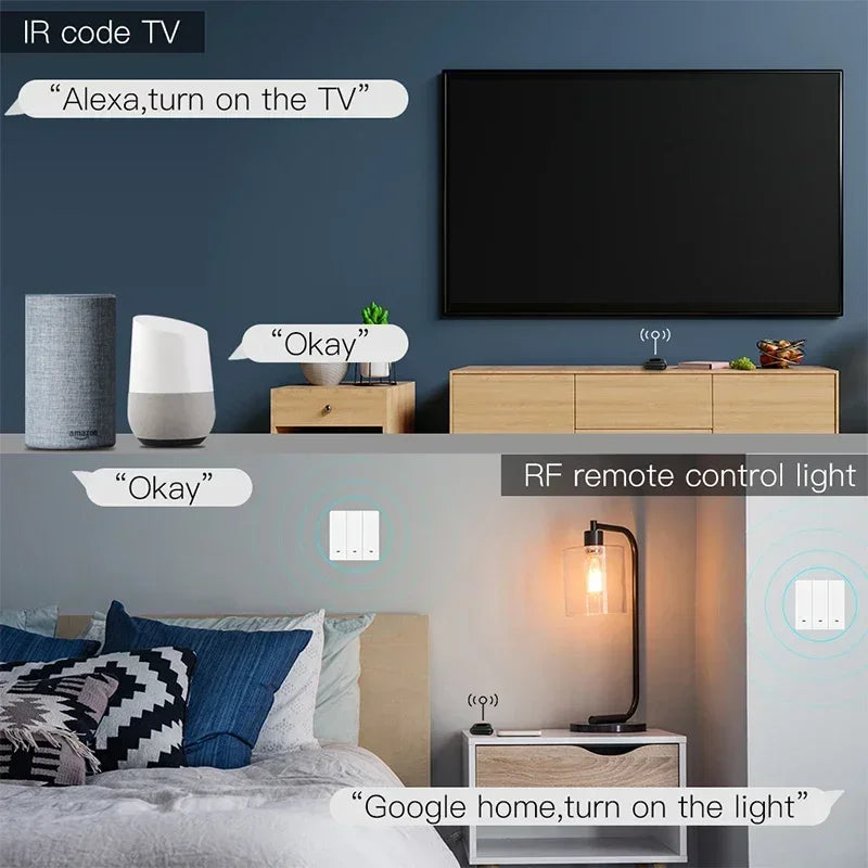 WiFi+RF+IR All-In-One Smart Universal Remote Controller, RF Appliances Tuya Smart Life App Voice Control Alexa Google Home WiFi