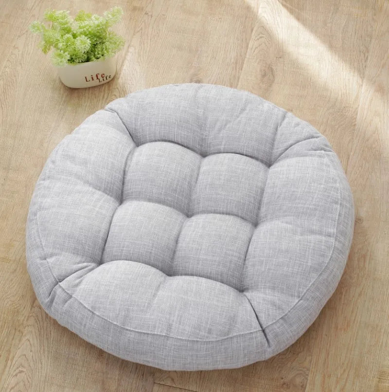 Thick Tufted Seat Cushion Natural Linen Round Floor Pillow Seating Cushion Home Décor Pouf for Meditation Yoga For Adult Kid Pad