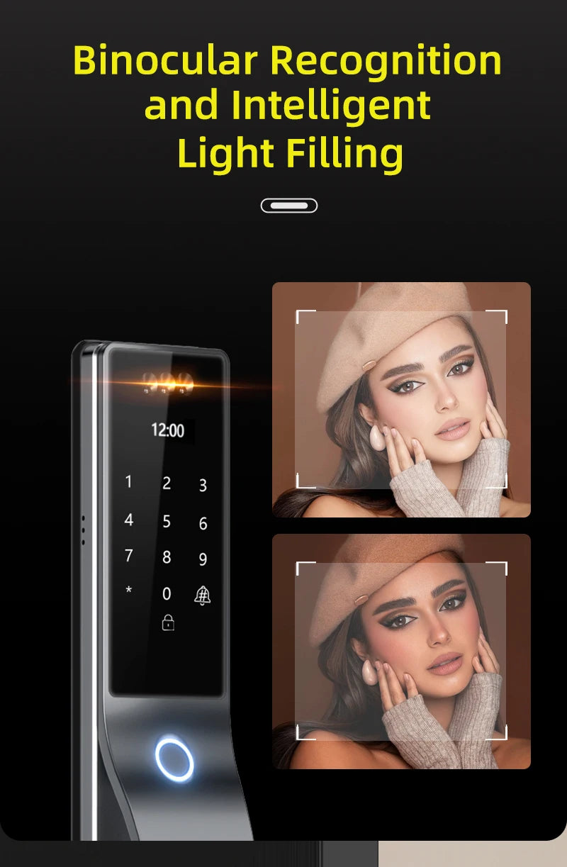3D Face Recognition Digital Door Lock Unlock Smart Lock With Camera FIngerprint Password Unlock Keyless Electronic Door Lock