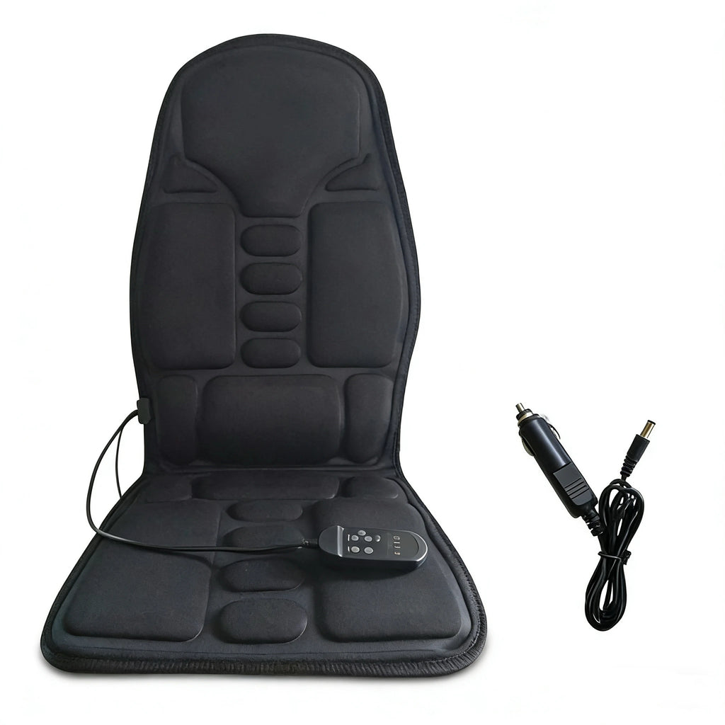 Portable Car Massage Cushion - Heated Deep Tissue Seat Pad Black Massage Cushion Black Tidesmit