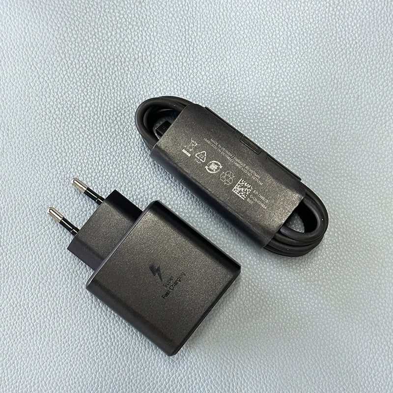 Samsung 45W USB-C Fast Charger for Galaxy S25 S24 Ultra - Official Power EU Black with 2M Tidesmit