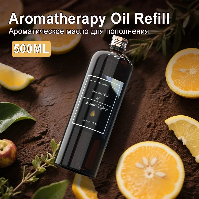 500ML Large Capacity Essential Oil Refill for Aroma Diffusers Long-Lasting Home Hotel Air Freshener with Reed Sticks Fragrance