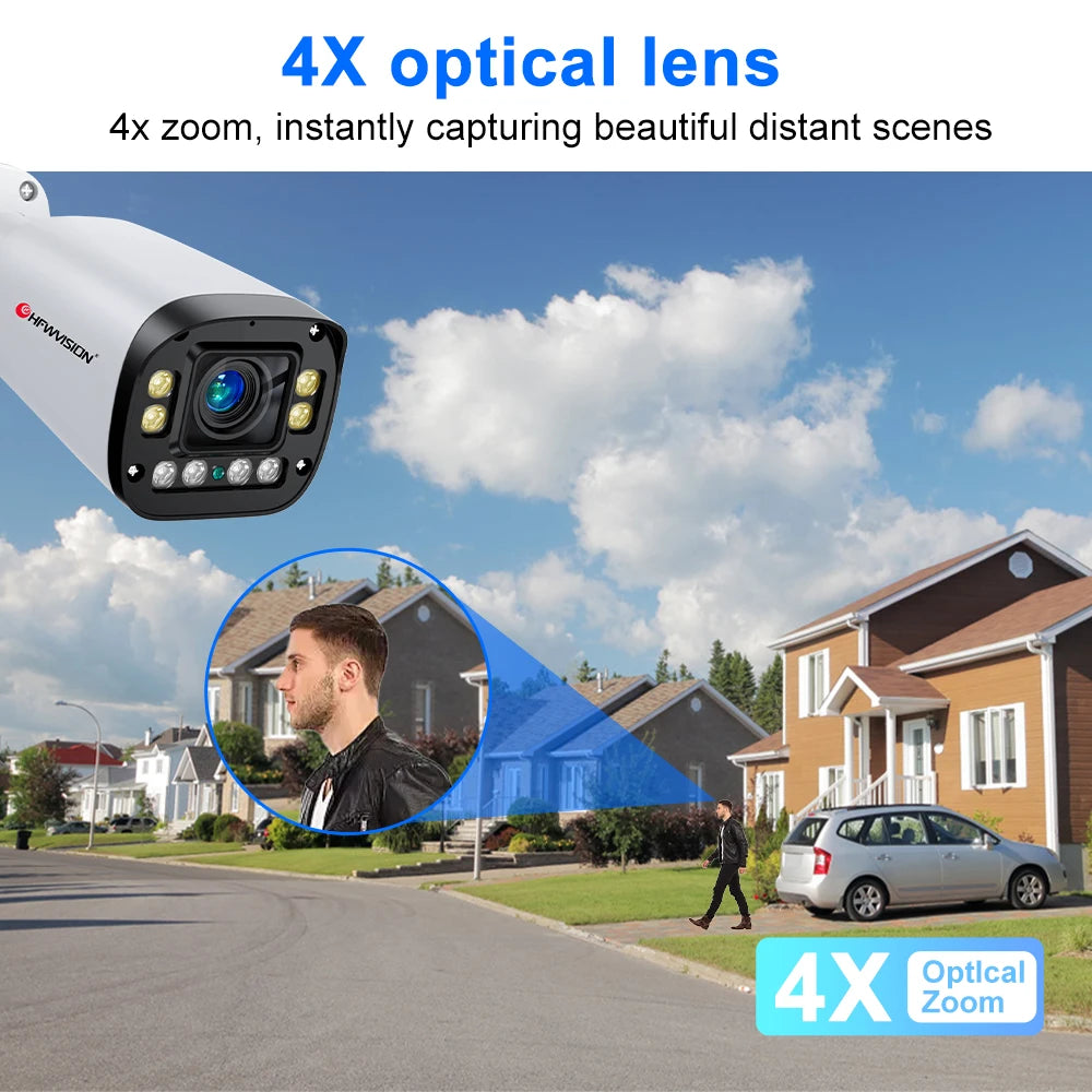 4K 8MP Auto Focus Poe Ip Camera  AI Face Detection Humanoid Video Surveillance Cameras Home Security Camera Outdoor CCTV