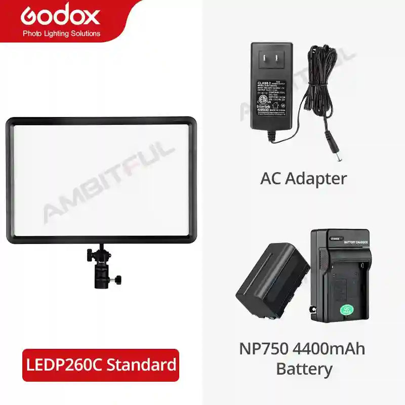 Godox LEDP260C LED Video Light Panel | Adjustable Color Temperature 3300-5600K LEDP260C Kit 3 Tidesmit