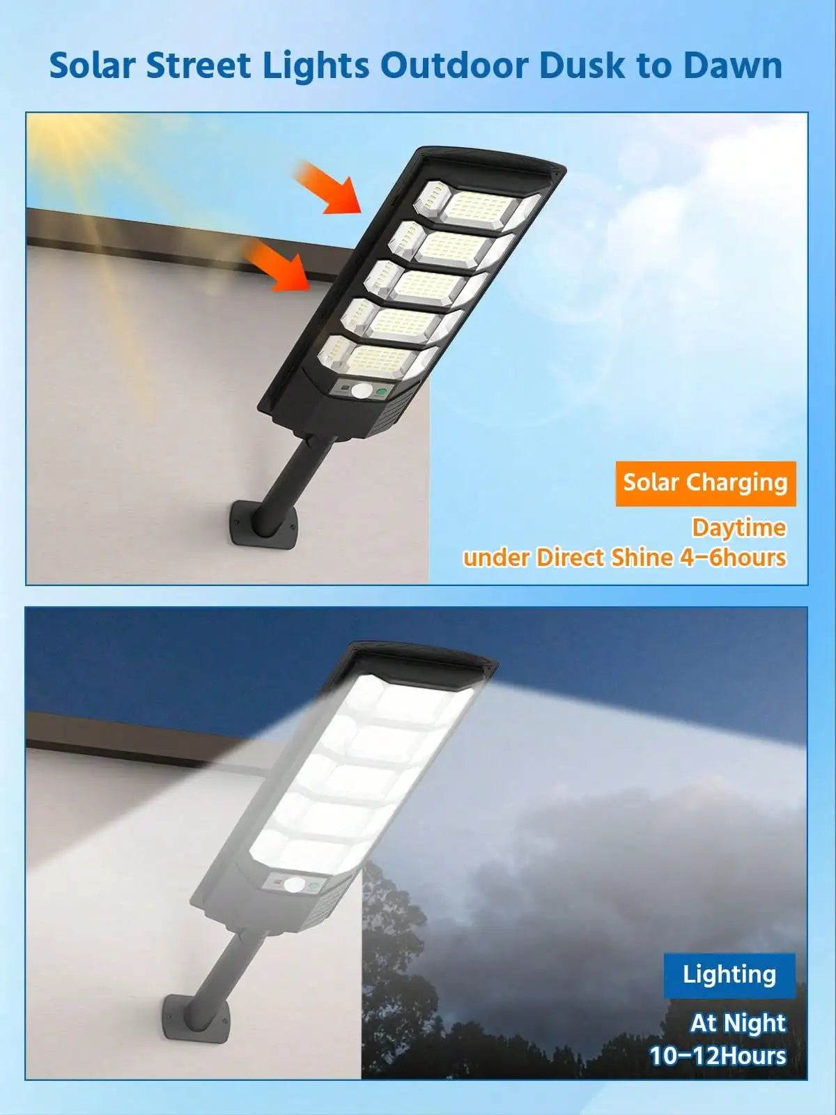 6500K Solar Street Light Outdoor IP67Waterfroof, 240PCS 5730LEDs Solar Flood Lights Outdoor Dusk To Dawn, Security Street Lights Motion Sensor With Remote Control For Parking Lot, Yard,Street