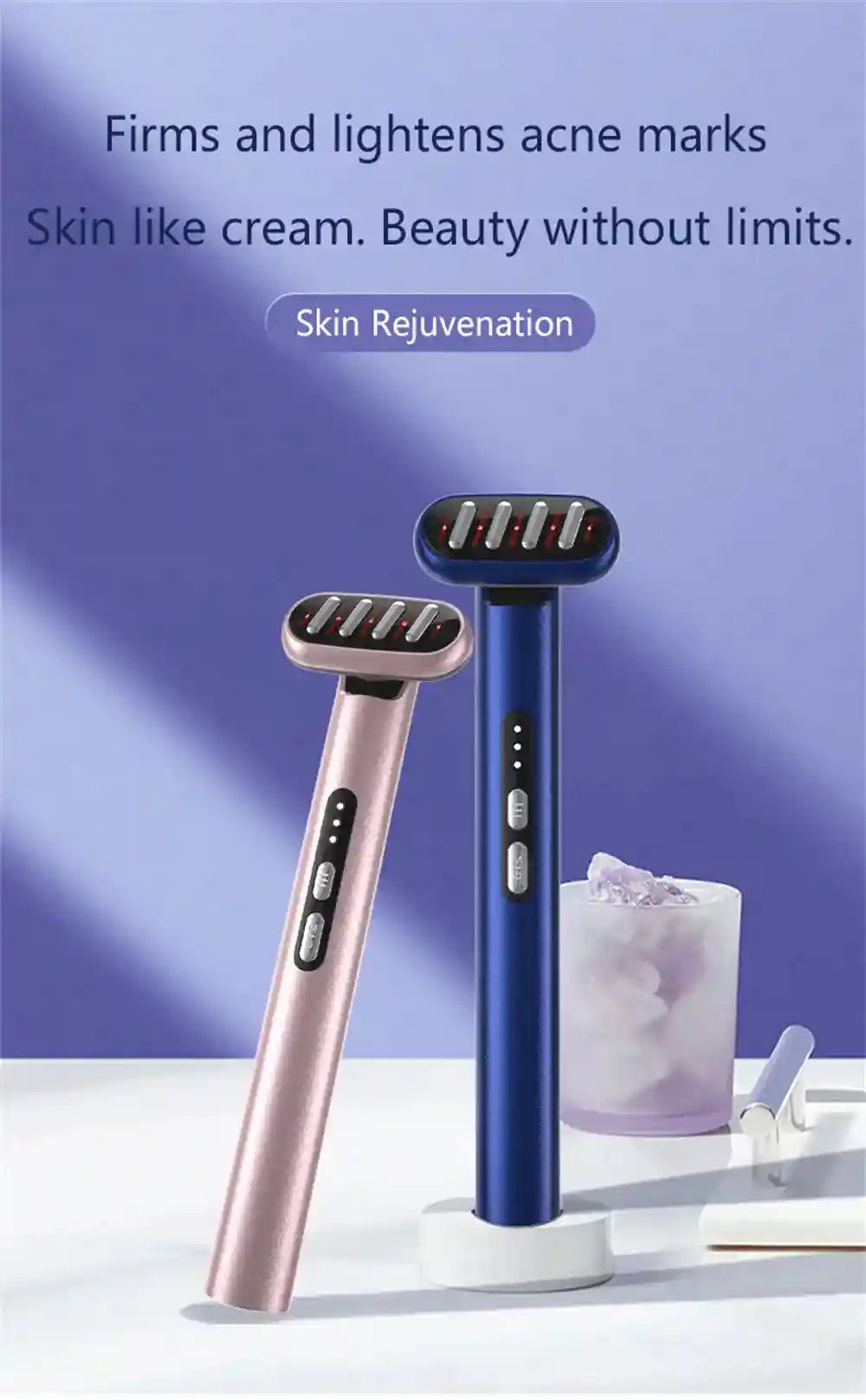Tidesmit Microcurrent LED Face Massager Wand - Portable Skin Tool Massage Roller Tidesmit
