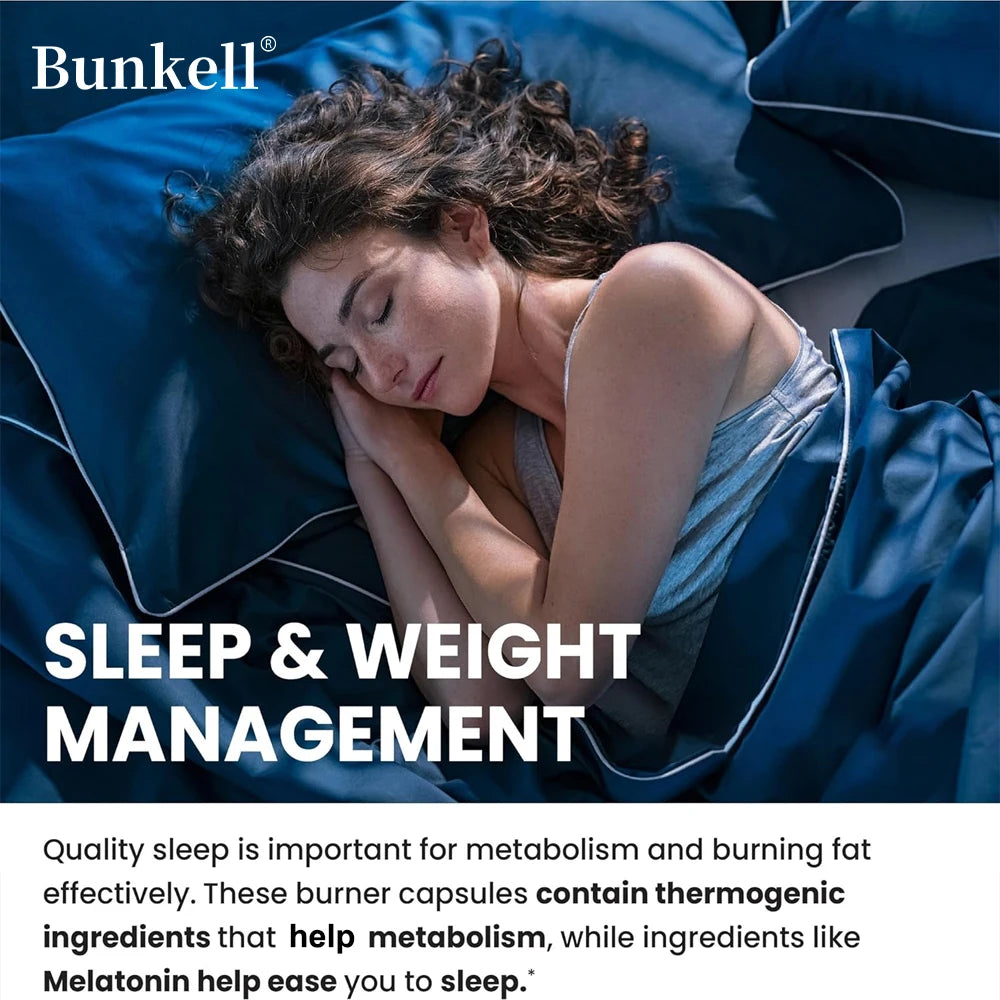 Night Fat Burner and Sleep Supplement - Boost Metabolism and Burn Fat Effectively, Weight Management, with Melatonin